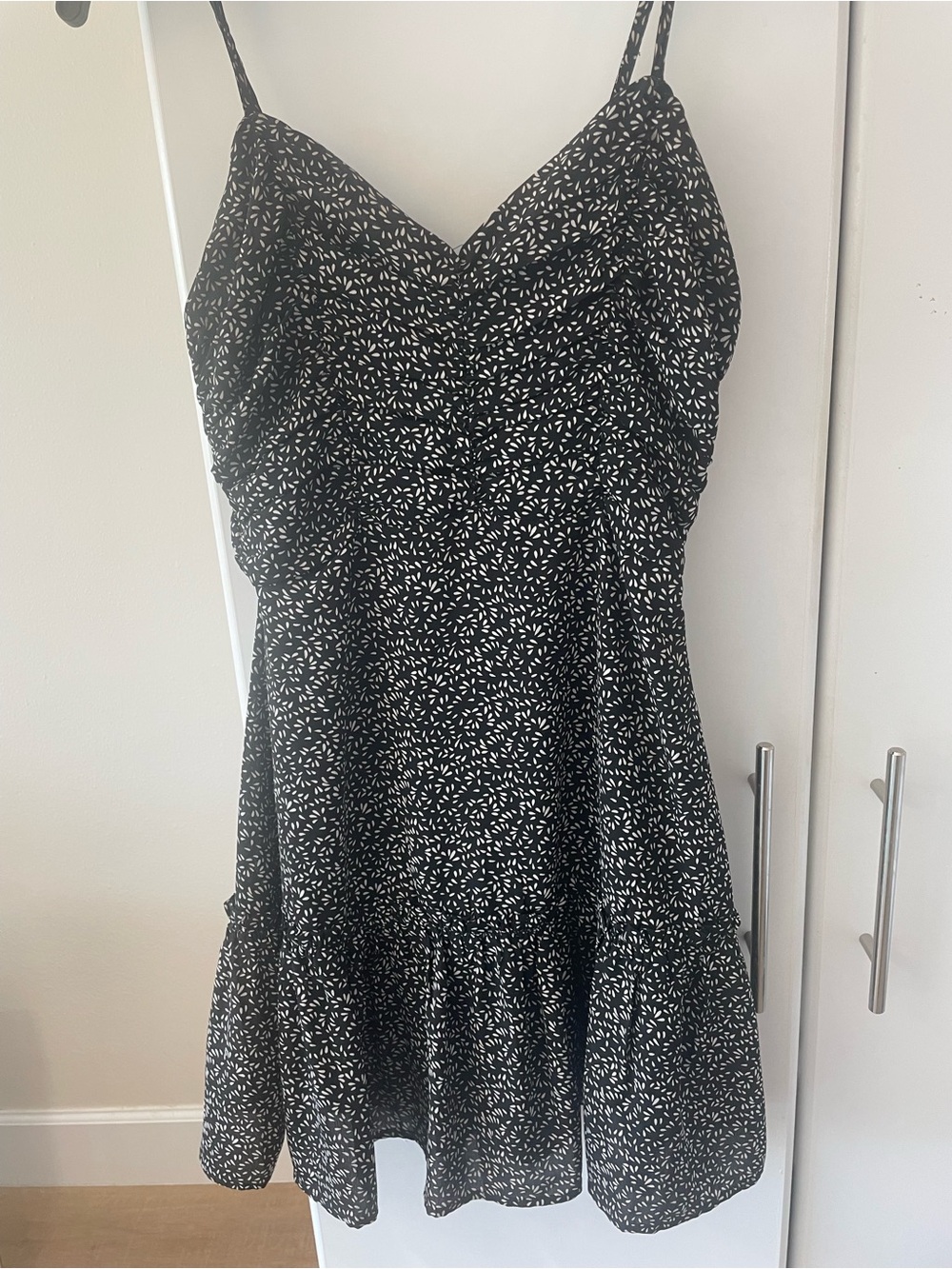 Storia Black Dress with White Petal Print